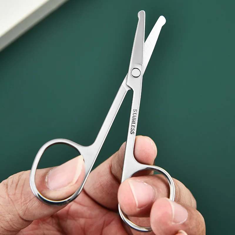 Stainless Steel Scissors Beauty Makeup Scissors Men's Beard Pointed Eyebrow Scissors Round Head Nose Hair Scissors Beauty Tool 3