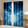 2pcs, Window Curtains Starry night sky moon and foggy clouds landscape Protecting Privacy Family Party Decoration Use for 6