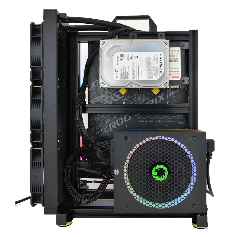 Caixa do Computador Aberto Quadro Faça Você Mesmo Cremalheira Criativa Mini Itx Armário Gamer Matx ar Atx Refrigerador de Água 360 Desktop pc Gaming Chassis - Imagem 6