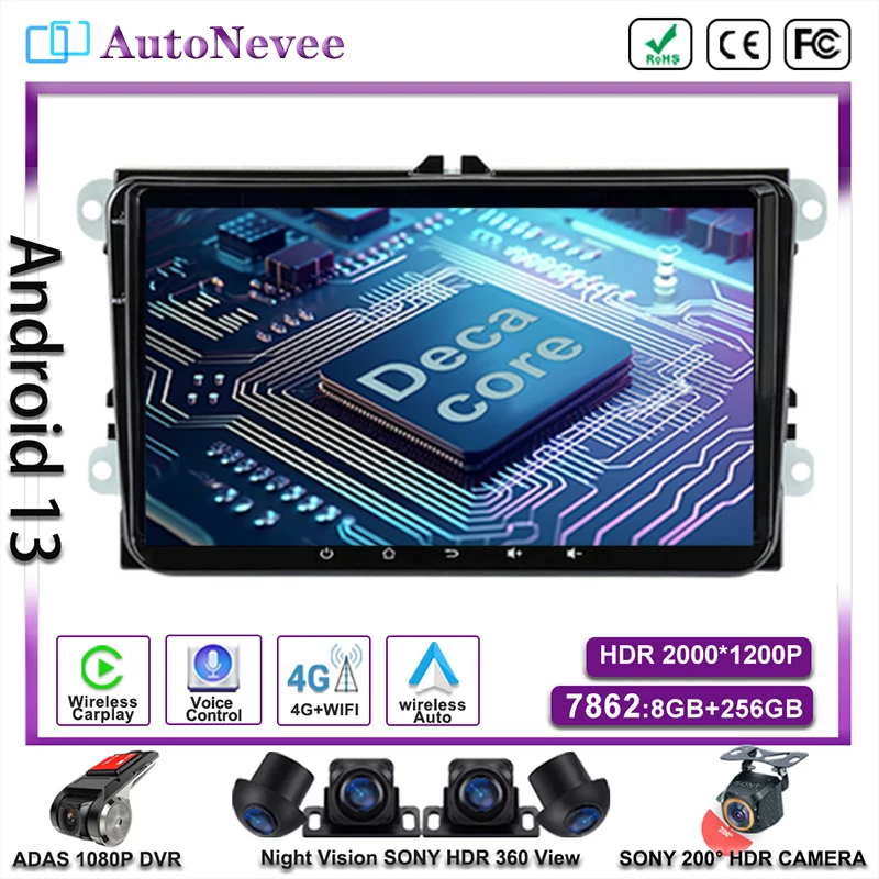 

Android 13 For VW Volkswagen Golf Polo Skoda Rapid Octavia Multimedia Car Player DVD Head Unit Auto Radio Navigation GPS Stereo