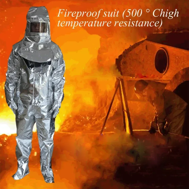 Aluminum Foil Heat Resistant Fireproof Clothing 1000 Degree Centigrade Fire-proof Suit Inflaming Retarding Suit Full Set