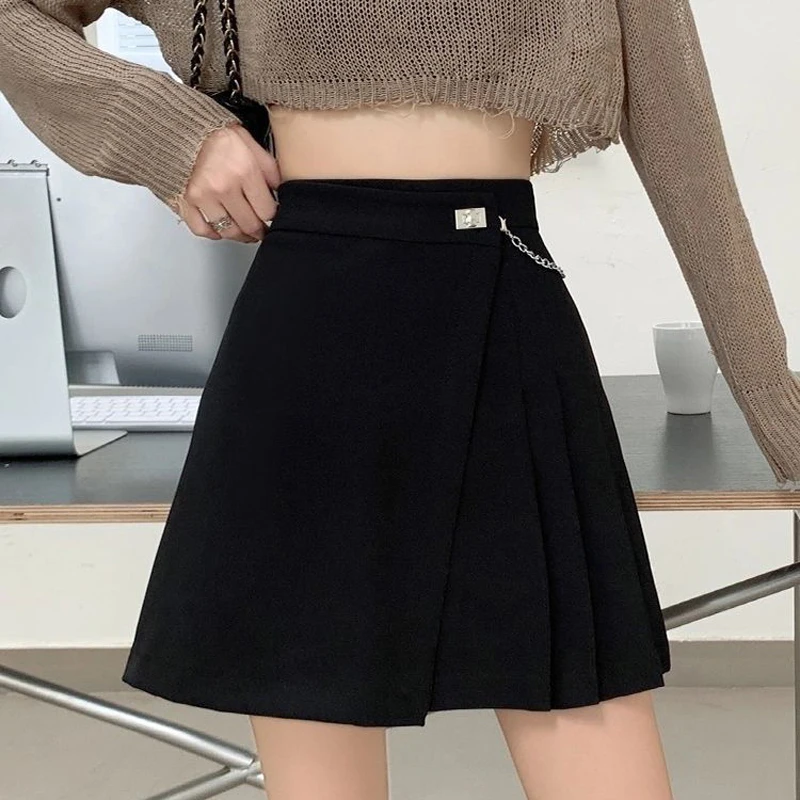 Pleated Skirt Women New 2022 Korean Fashion Style Solid Color Ladies Student Mini Skirts for Women High Waist Folds Streetwear satin skirt