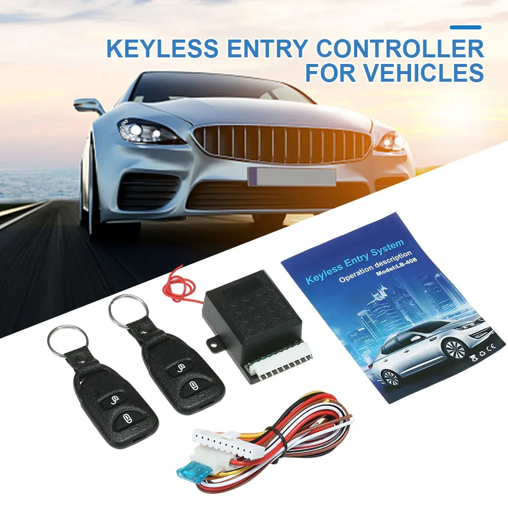 12V Auto Locking Security Keyless Entry Kit Universal Vehicle Door Lock Anti-Theft System Portable Auto Remote Central Kit