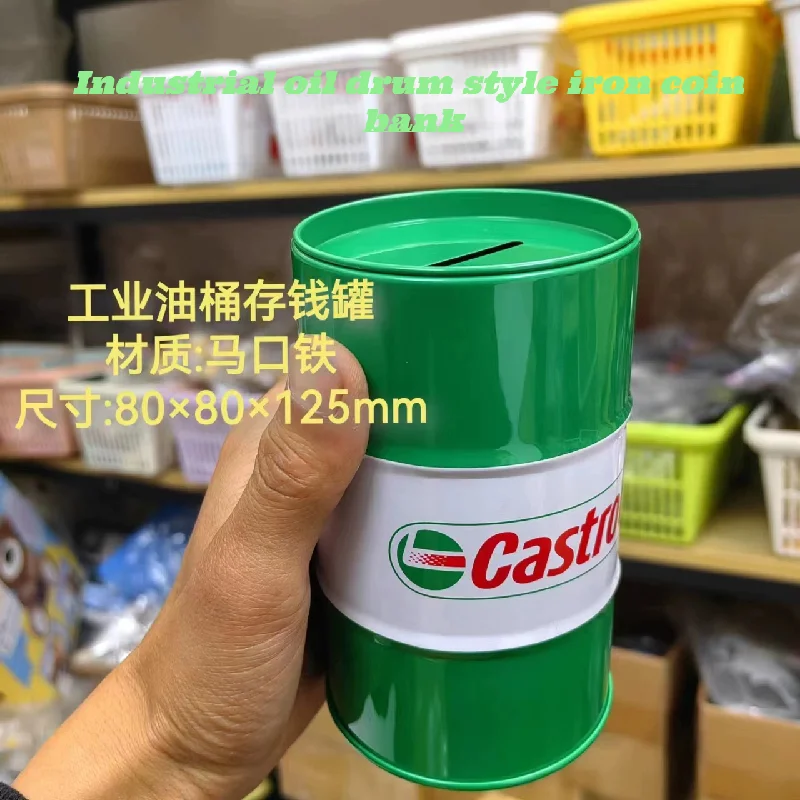 Iron Oil Drum Piggy Bank Simulation Industrial Modeling Coin Bank