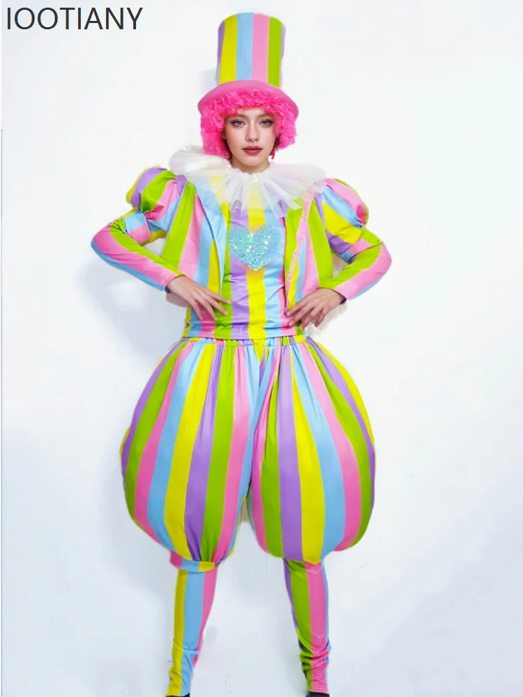 Halloween Adult Clown Costume Clown Carnival Costume Dress Up Amusement Park Funny Role Play Costume Suit Performance Costume