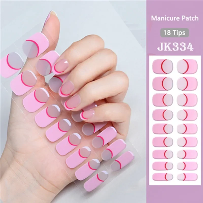 Semi-Cured Gel Nail Strips Full Adhesive Waterproof Semi-painted Gel Nails Sticker Harden In UV Lamp Need French Manicure 5