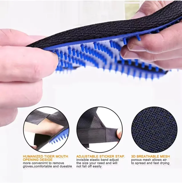 TPR Material Pet Grooming Gloves Hair Removal Mitt For Dogs Cats Bath Brush Massage Shedding Control Waterproof 4