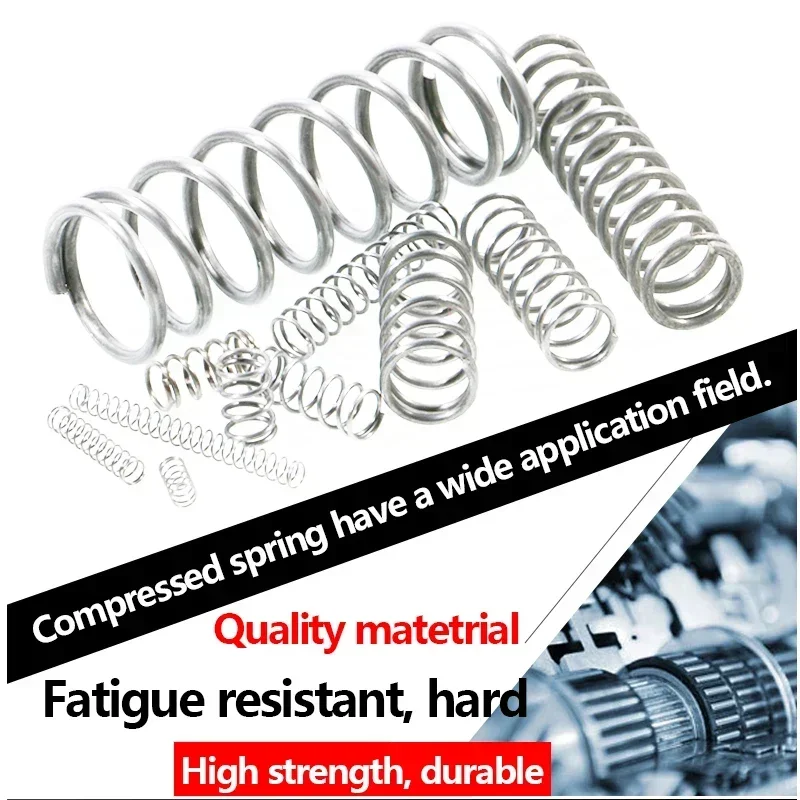 10Pcs 0.5/0.6/0.7mm 304 Stainless Steel Spiral Return Micro Small Compression Spring OD: 4/5/6/7/8/9/10/11mm Length: 5mm-50mm