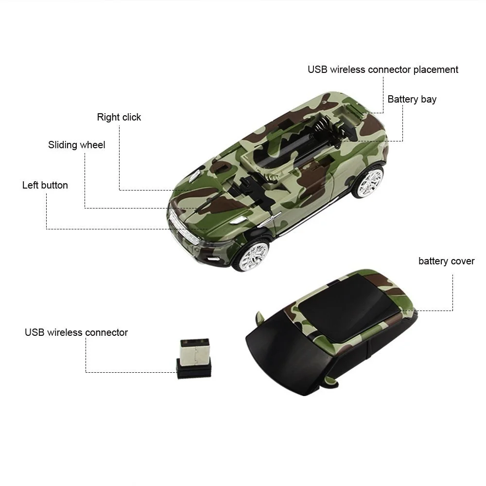 New Wireless Mouse Computer Wireless Car Mouse Camouflage SUV USB Optical Gaming Mice 3D Ergonomic Mause For Laptop PC Notebook