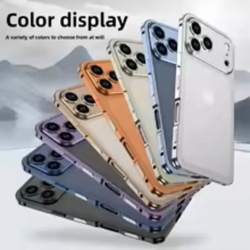 Sleek Metal Aluminum Alloy Phone Case with Semi-Transparent Protective Cover