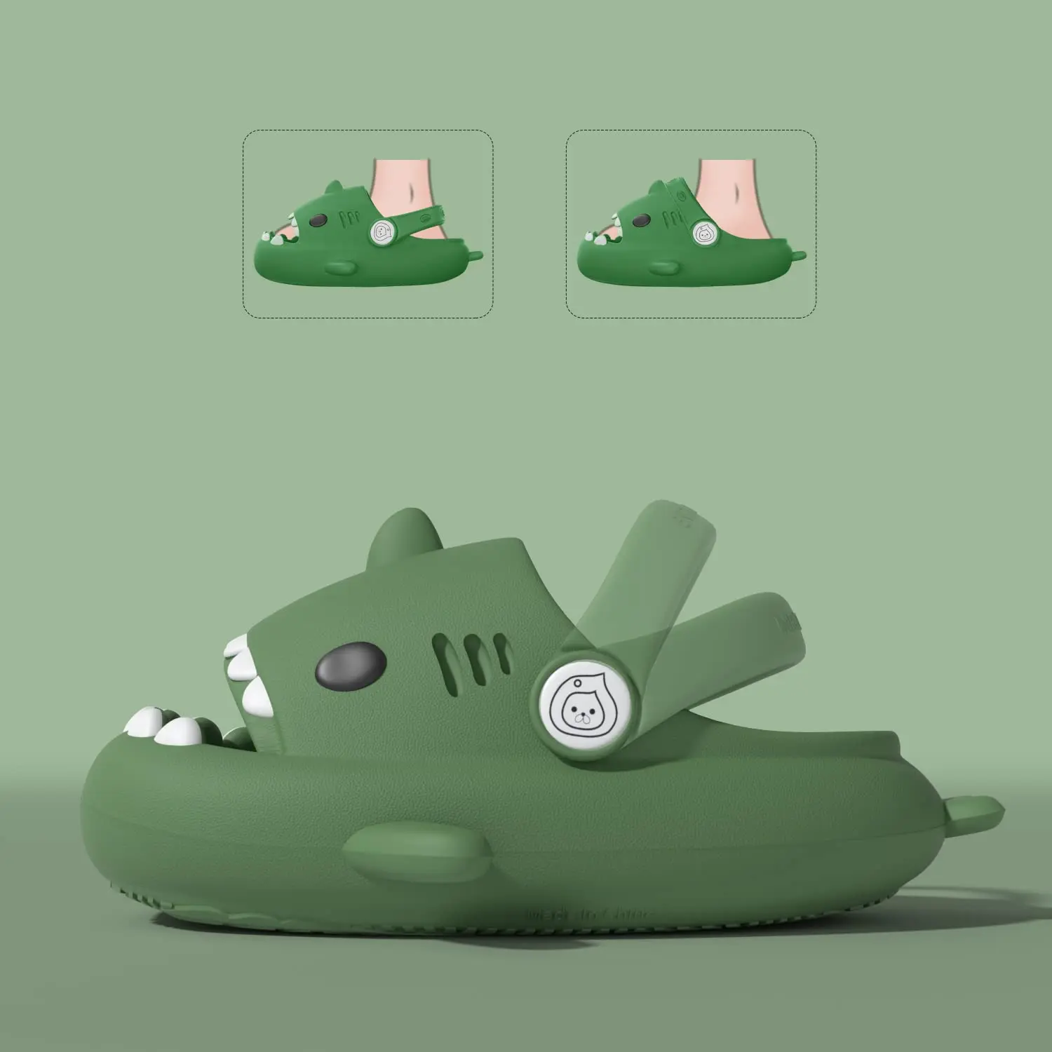 Bebealy Fashion Boys Girl Shark Slippers Cute Cartoon Shower Slippers Outdoor Non-Slip Cloud Sandals Cushioned Thick Sole Slides 5