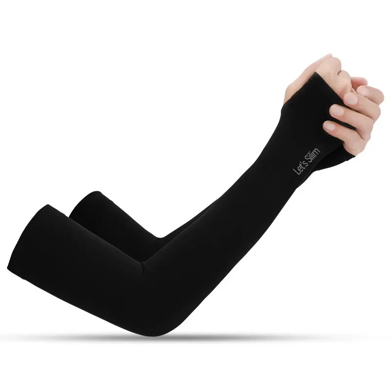 Manchons anti-UV bras été doigts découverts soie glacée rafraîchissante pour cyclisme et pêche