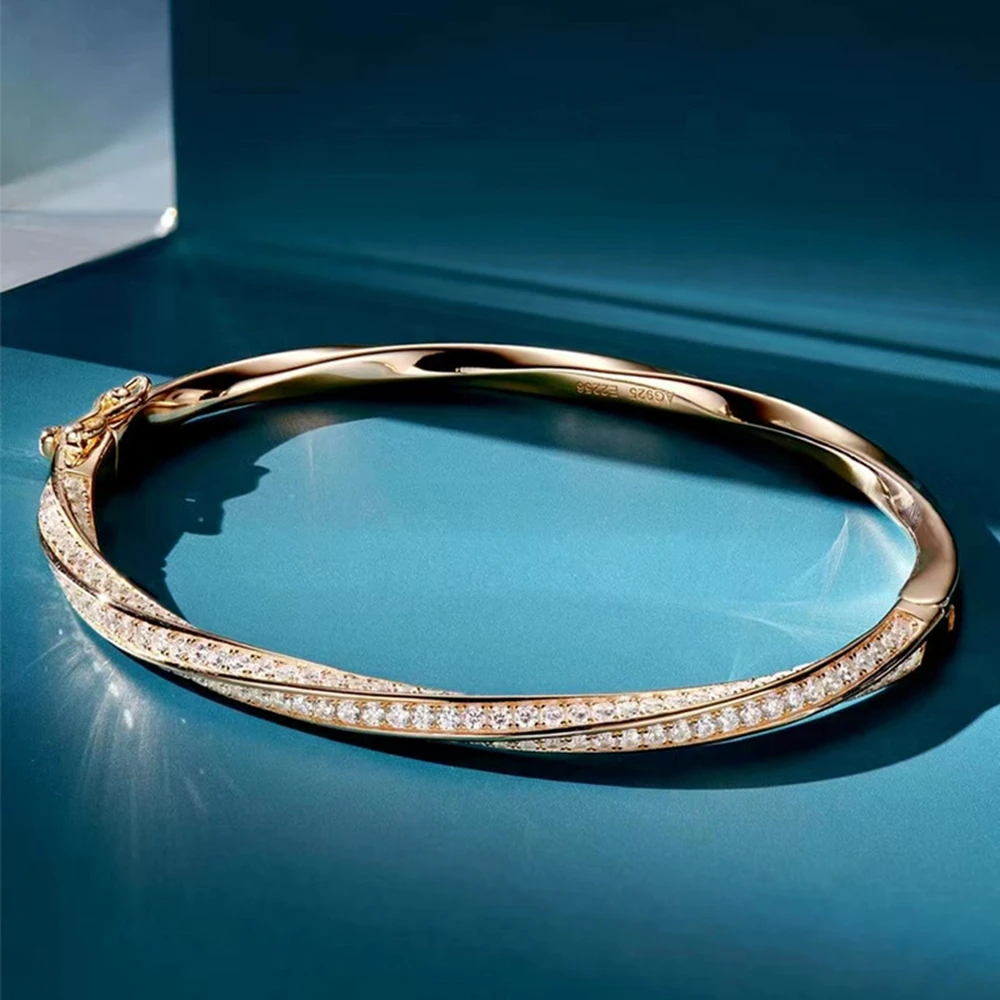 Women's Rose Gold Polish Diamond Bangles