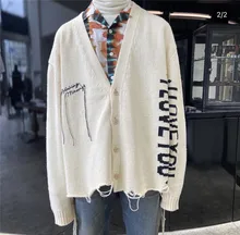 

22SS NEW Men Woman assel Destruction Doublet Knitted Crewneck sweater TOP Cardigan DOUBLET MARRY ME Sweater Hand Knitted