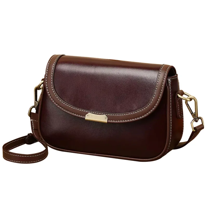 

Genuine Leather Shoulder Bag Female Small Oil Wax Cowhide Women Handbag Vintage Ladies Messenger Bags