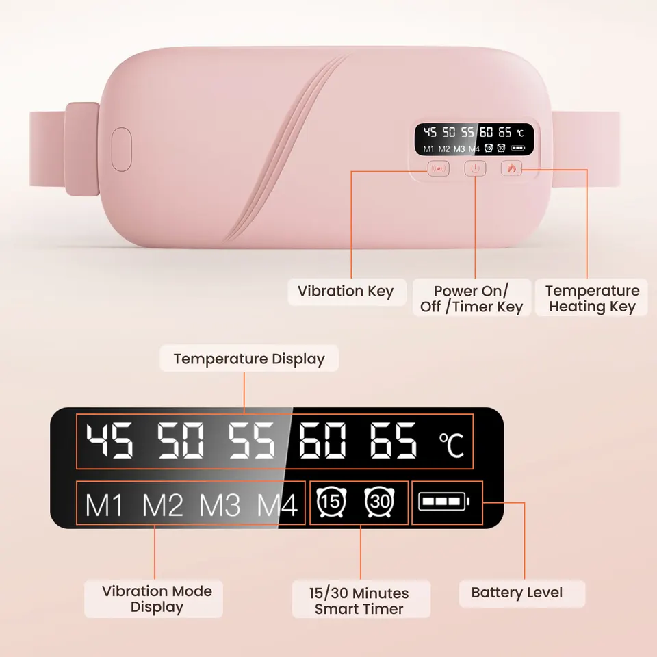 Coussin chauffant électrique pour les crampes menstruelles, appareil de massage et de soin des règles, compresse vibrante pour le ventre._voghion.com