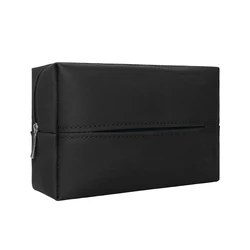 Premium Nappa Leather Car Tissue Holder with Adjustable Strap (Black)