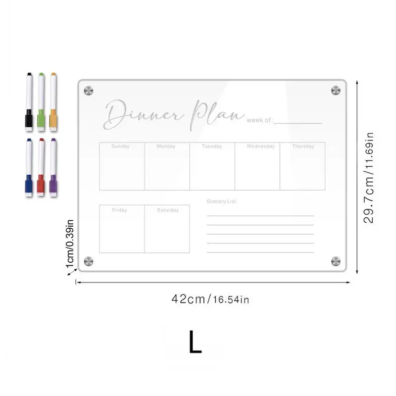 Fridge Dry Erase Board Magnetic Board Planner Board Fridge To Do List Clear Magnetic Board With Markers Calendar Memo Shopping images - 6