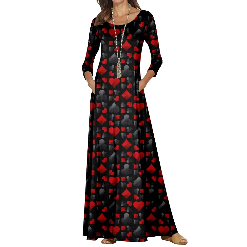 fashionable-and-personalized-poker-pattern-new-european-and-american-round-neck-long-sleeve-long-dress-for-women