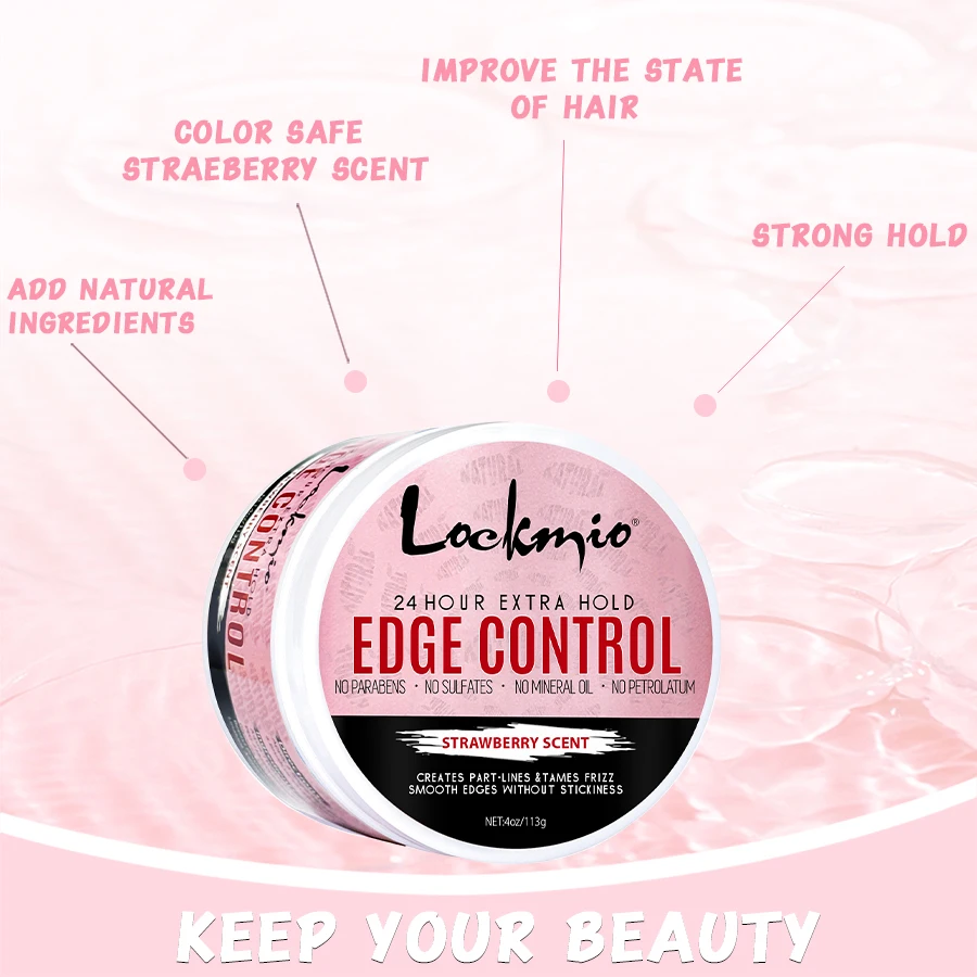 LOCKMIO 113g Edge Control Wax for Women 4c Hair Sleek Gel Cream 24 Hour Lasting Strong Hold Pomade for Slick Back Broken Hair