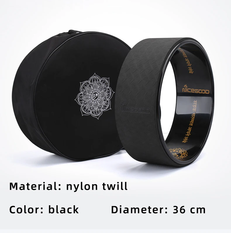 Description Picture 6 of itemYoga Wheel Bag Nylon Black Mandala Flower Yoga Circle Bag Large Capacity Double Zipper Pilates Wheel Backpack Fitness Sport Bag