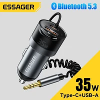 Essager Bluetooth 5.3 Car Charger 3.5mm Jack AUX Cable 35W Fast Charging for iPhone16 15 Huawei Samsung Bluetooth Car Chargers 1