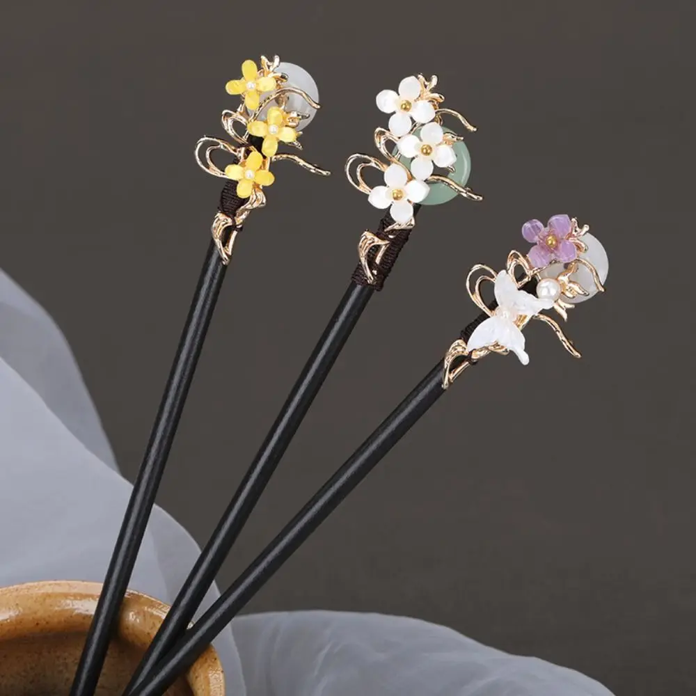 

Jade Buckle Girl Hair Accessories Hanfu Hair Sticks Ancient Style Hairpin Chinese Style Headwear Wooden Hairpin