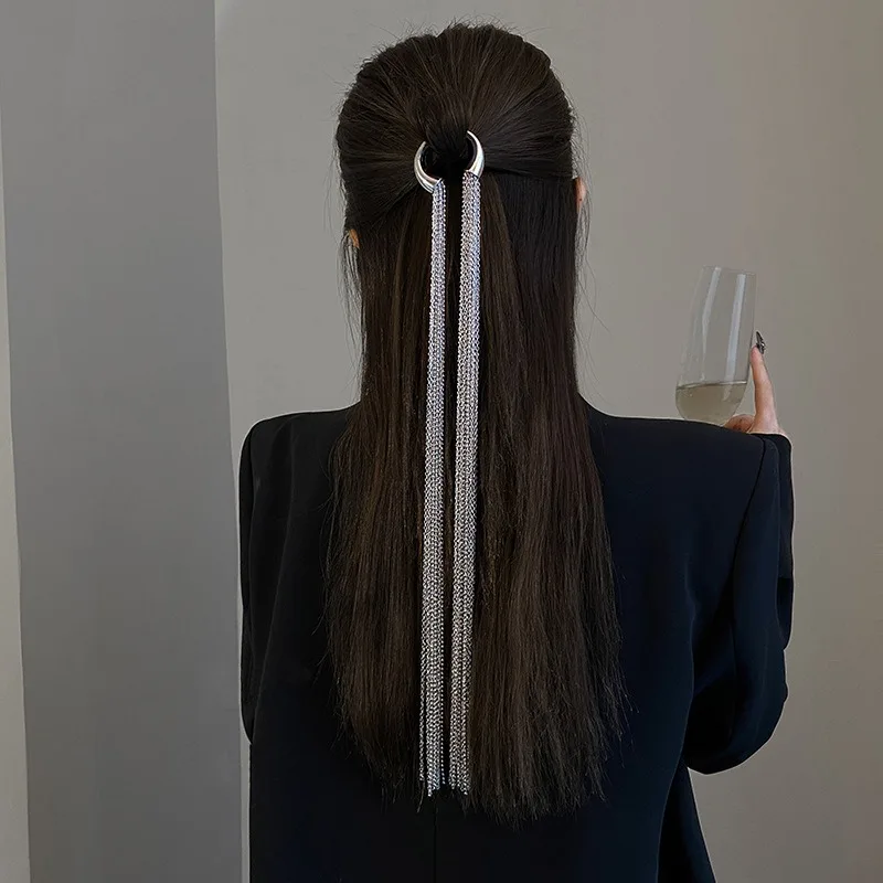 Headband Women Tassels New Trendy Ponytail Hair Accessory Hip-hop Daily Hair Curling Tool