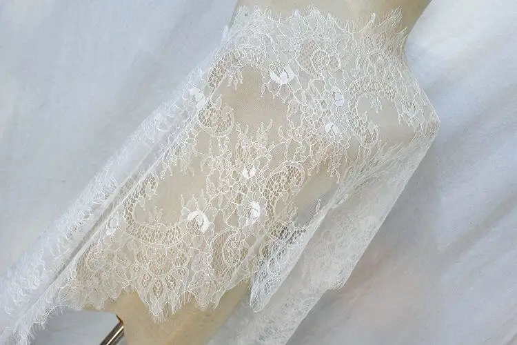 옷용 속눈썹 레이스 트림, 샹티이 원단 액세서리, DIY 자수, 바느질 공예, 흰색, 검정색, 천용 프랑스 레이스