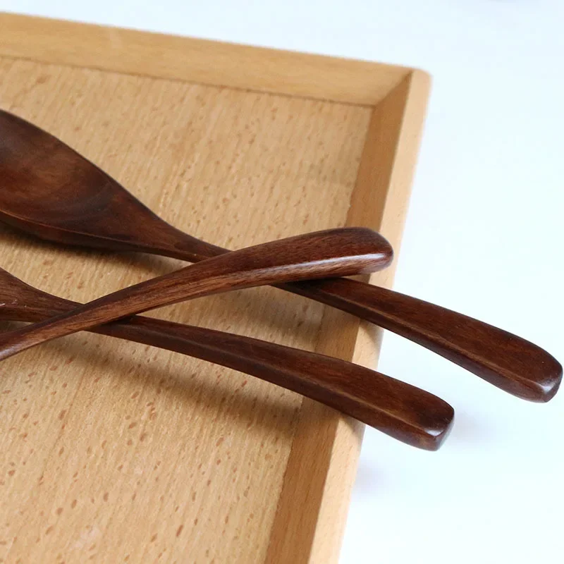 Japanese-style Nanmu Dark Tone Soup Spoon Solid Wood 20*4cm for Eating