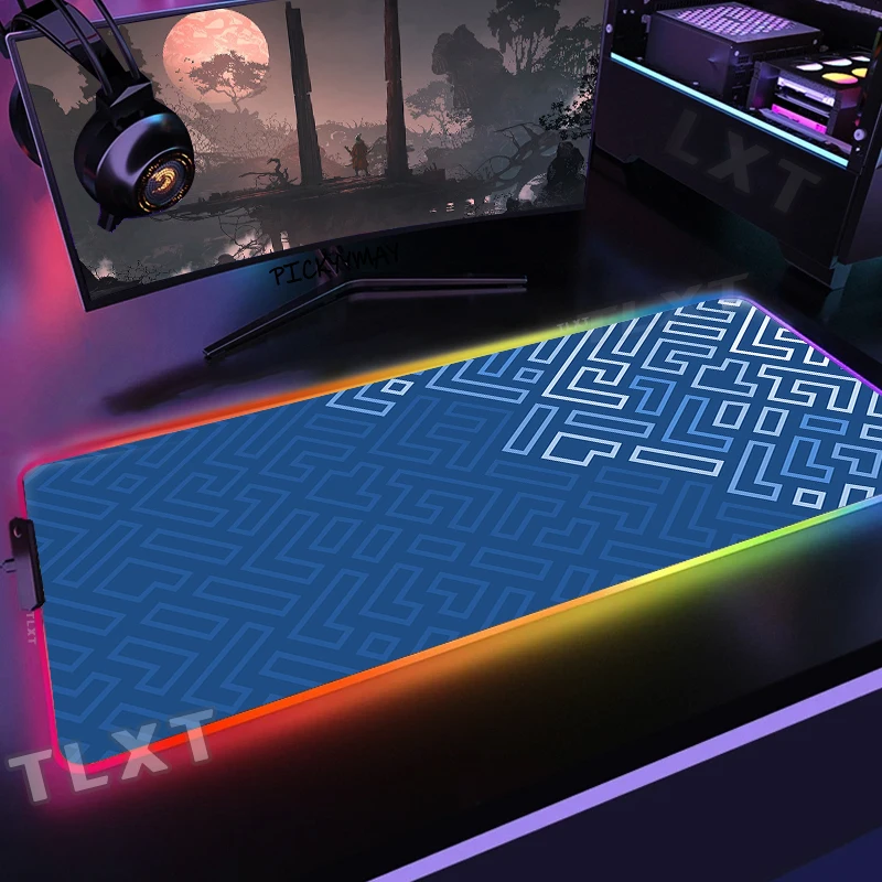 

Large RGB Mouse Pad XXL Gaming Mousepad LED Mouse Mat Geometric Gamer Mousepads Table Pads Keyboard Mats Desk Rug With Backlit