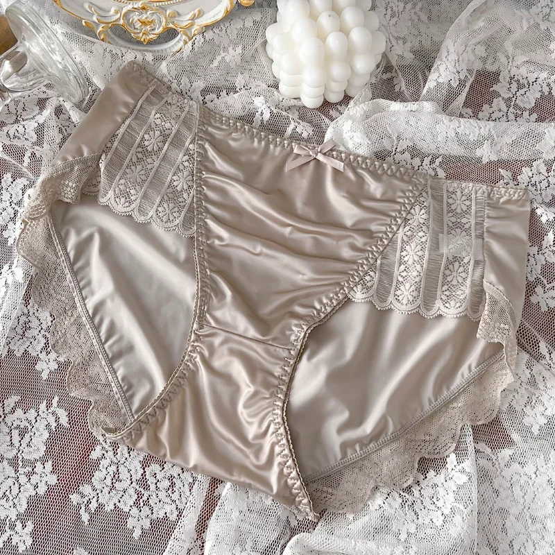 

2023 New Underwear for Women Satin Traceless Ice Silk Panties for Lady Breathable Sexy Panties Large Mid Waist M-XXL