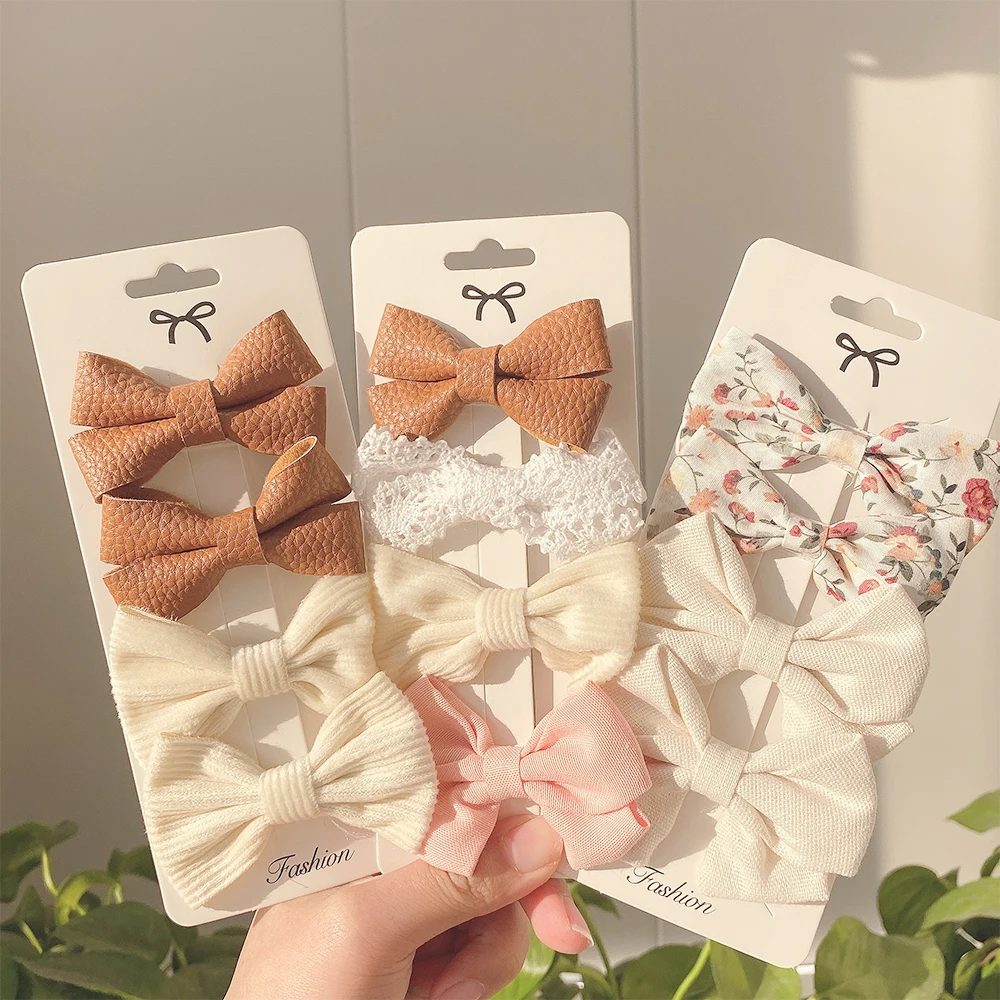 Polka Dot Floral Print Hair Clips Girls Daisy Bow Hairpin Pastoral Retro Style Barrettes Big Bowknot Hairpin Hair Accessories wide headbands for women