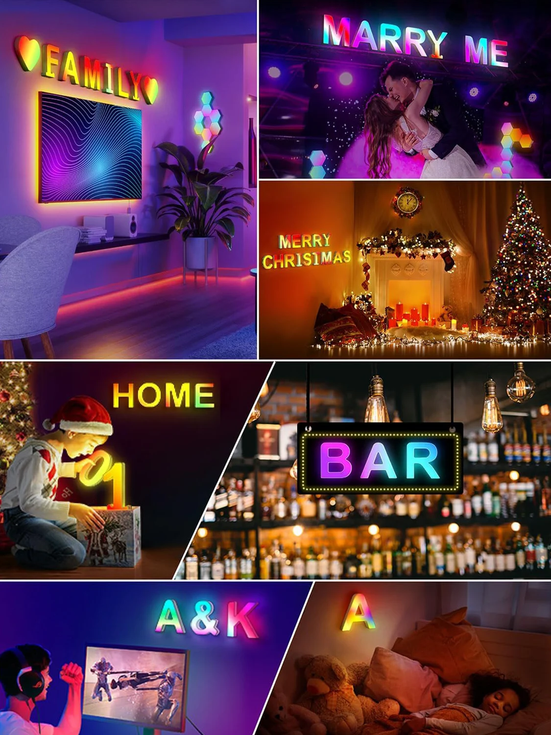 Lichtgevende LED Letters Alfabet - RGB App Controller Letterverlichting USB Voor Feesten, Bruiloften, Kerstmis En Thuisdecoratie
