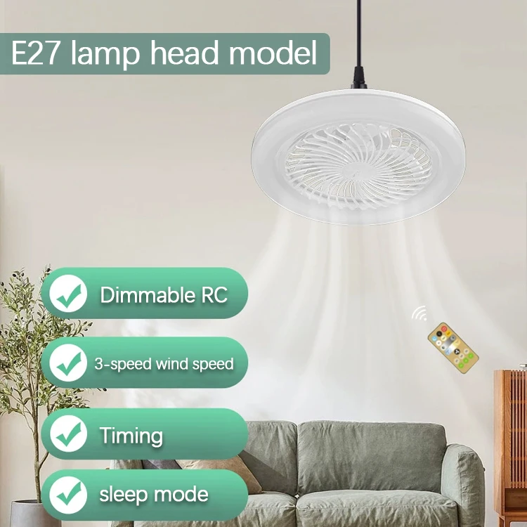 2 In 1 Ceiling Fan Lamps 3 Speeds Adjustable E27 Base Infinitely Dimmable for Living Room Bedroom Study LED lighting Light