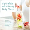 280ml/360ml/550ml Glass Water Bottle High Temperature Resistant Sport Bottle with Protective Bag BPA Free Travel Drink Bottle 2