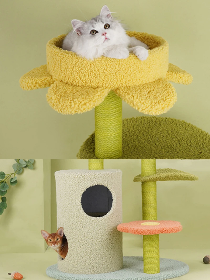 Cat Tree Lotus Leaf Cat Climbing Frame Cat Nest In One Jump Shelf Scratching Board Sisal