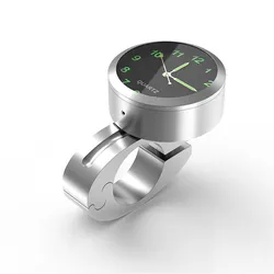 Premium Motorcycle Handlebar Luminous Clock - Durable, Waterproof, and Shockproof Aluminum Watch Mount (Silver)