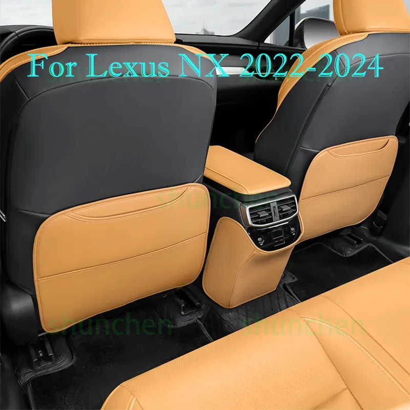 Car Rear Row Anti-kick Covers for Lexus NX-Leather Seat Back Kick Dirt-proof Covers Interior Accessories
