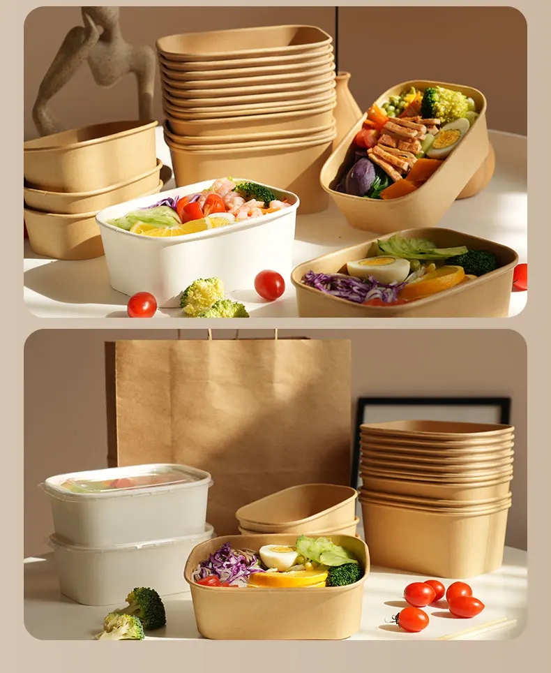 25PCS 500/650/750/1000ML Kraft Paper Bowls with Lids – Disposable Round Food Containers... - SKU KPB12716 - UGI Packaging