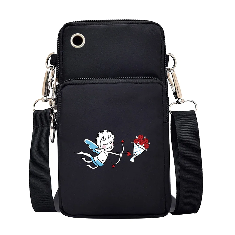 Women'S Unisex Mobile Phone Bag For Huawei/Xiaomi/Samsung Color Pattern Printing Storage Bag Women'S Sports Shoulder Bags