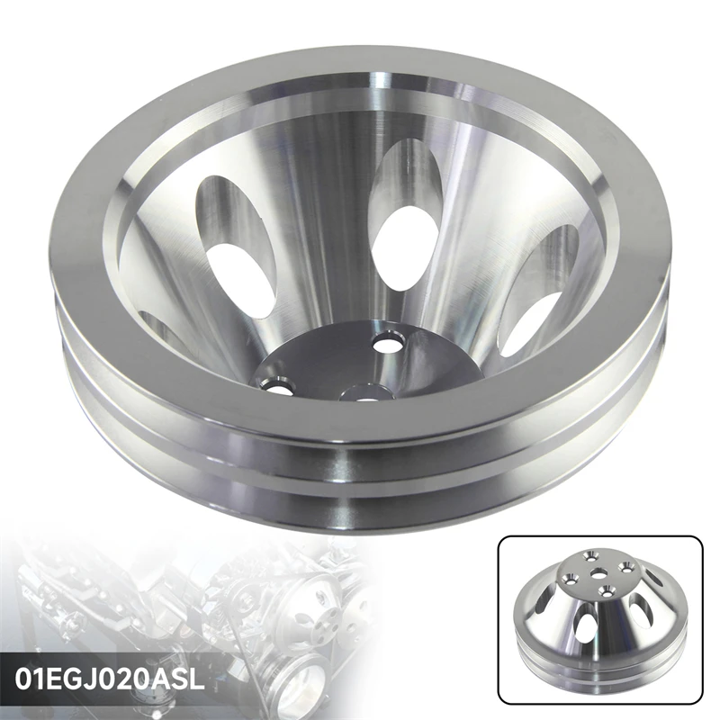 Aluminum Water Pump Pulley Fit for Small Block Chevy Long Pump 2 Grooves LWP Small Block Chevy 350 383 400