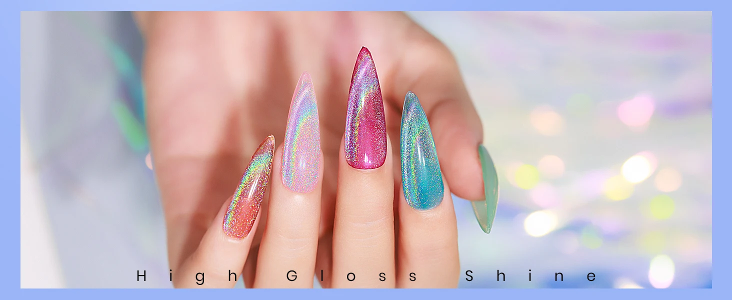 Makartt Cat-Eye-Gel-Nagellack mit Magnet, holografischer Glitzer, Schimmer, durchscheinend, transparente Farbe, Salon, Soak Off, magnetischer Nagel zu Hause – Detail 17