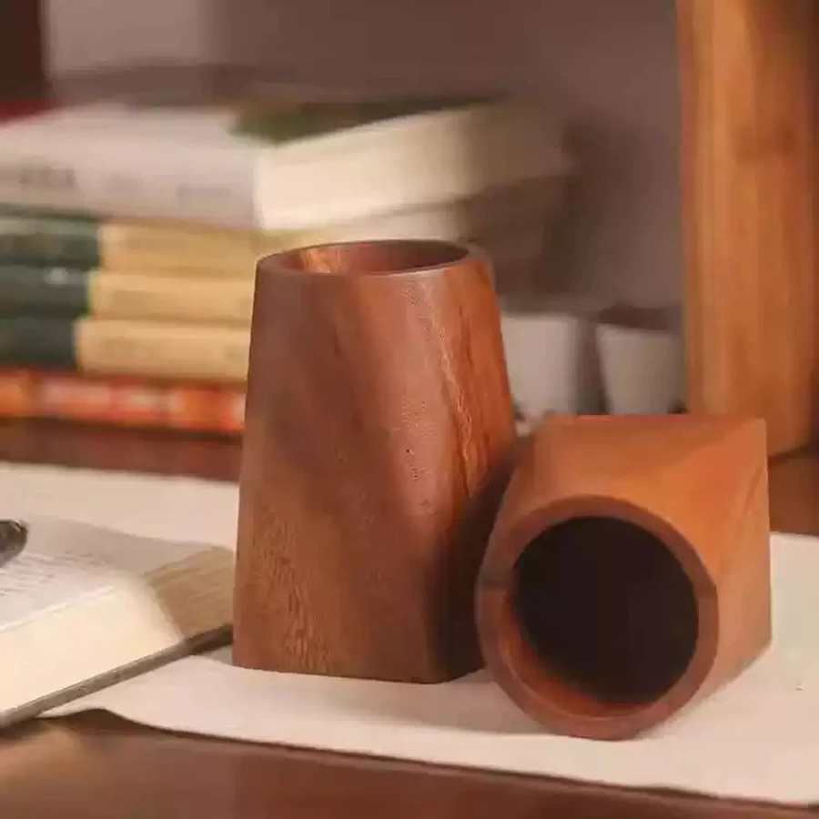 Vintage Wood Pen Holder Makeup Organizer