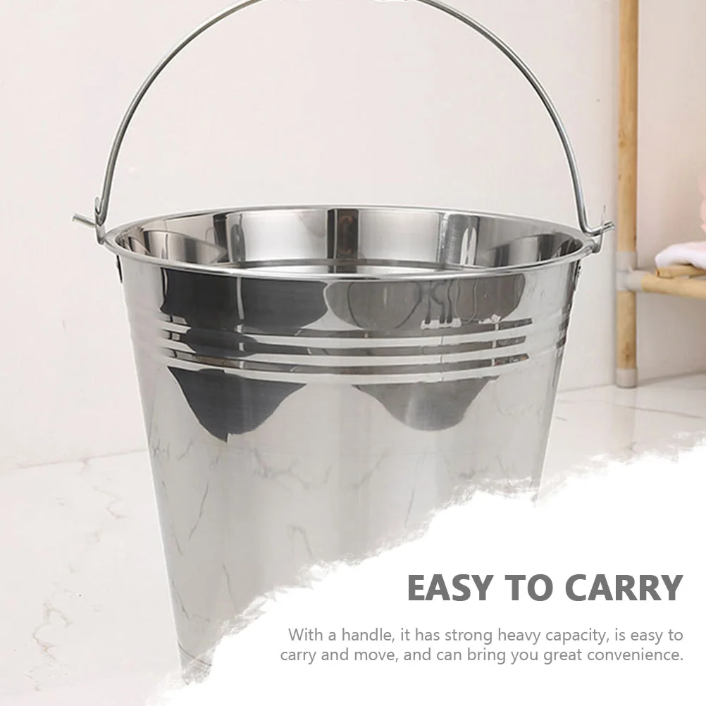Portable Stainless Steel Bucket Lid Multipurpose Milk Container Water Cooler Metal Pail Storage Can Kitchen Tool