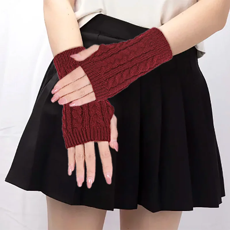 

Y2K Long Fingerless Gloves Women Mitten Winter Arm Warmer Knitted Arm Sleeve Casual Soft Girls Goth Clothes Punk Gothic Glove