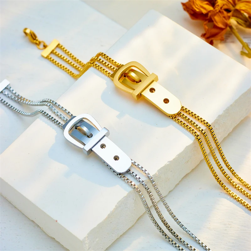 316 Stainless Steel Butterfly Heart Belt Twist Multilayer Chain Bracelet For Women Jewelry Party Gifts Bijoux Pulsera MEYRROYU stainless steel bracelet
