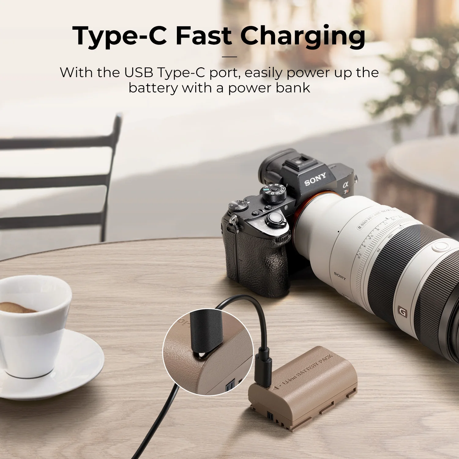K&F Concept LP-E6NH Battery 2250mAh and USB Type C Charging Port Replacement LP-E6 E6N E6NH Battery for Canon EOS 90D/80D/70D/5D 2