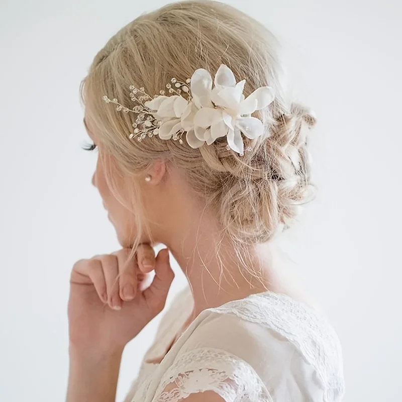 Hair Accessories Silver Crystal Flower Hair Clips For Women Bride