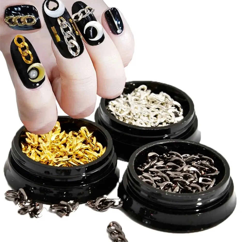 

Roller Chain DIY Nail jewelry 3D Nail Art Decorations Nail Charms Nail Art Metal Chains Nail 3-Section Button Chains
